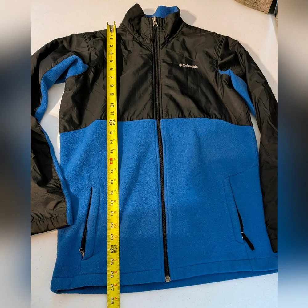 Columbia Boys Black Blue Performance Fleece Jacket Full Zip XL 18-20 Colorblock